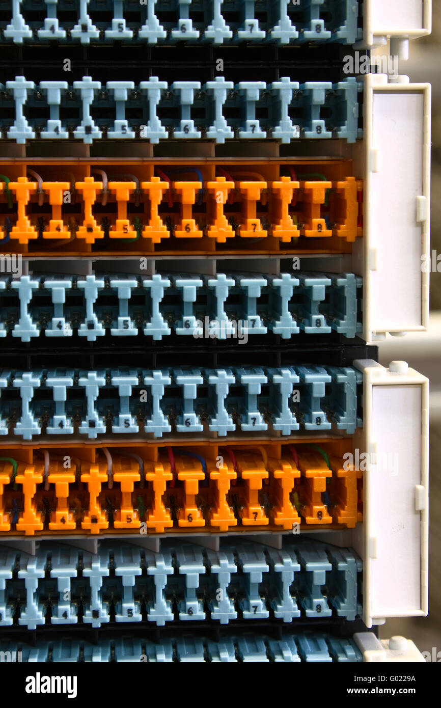 empty switchboard of orange and dark blue colors Stock Photo - Alamy