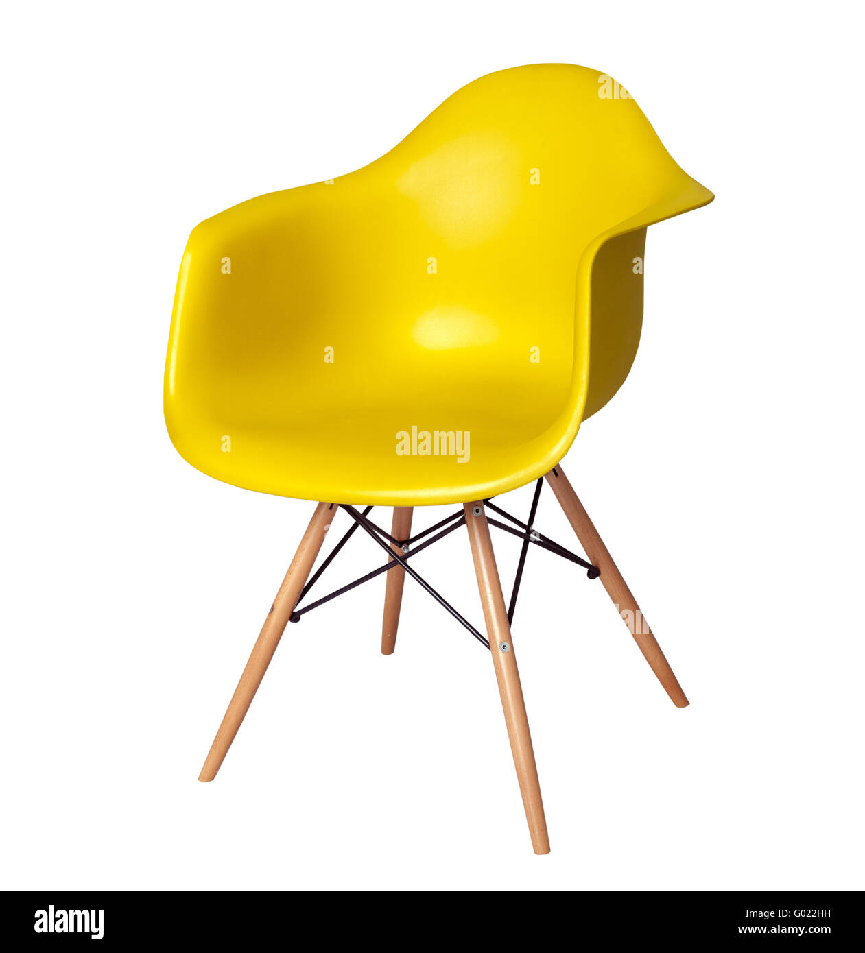 Modern chair stool of yellow color isolated Stock Photo