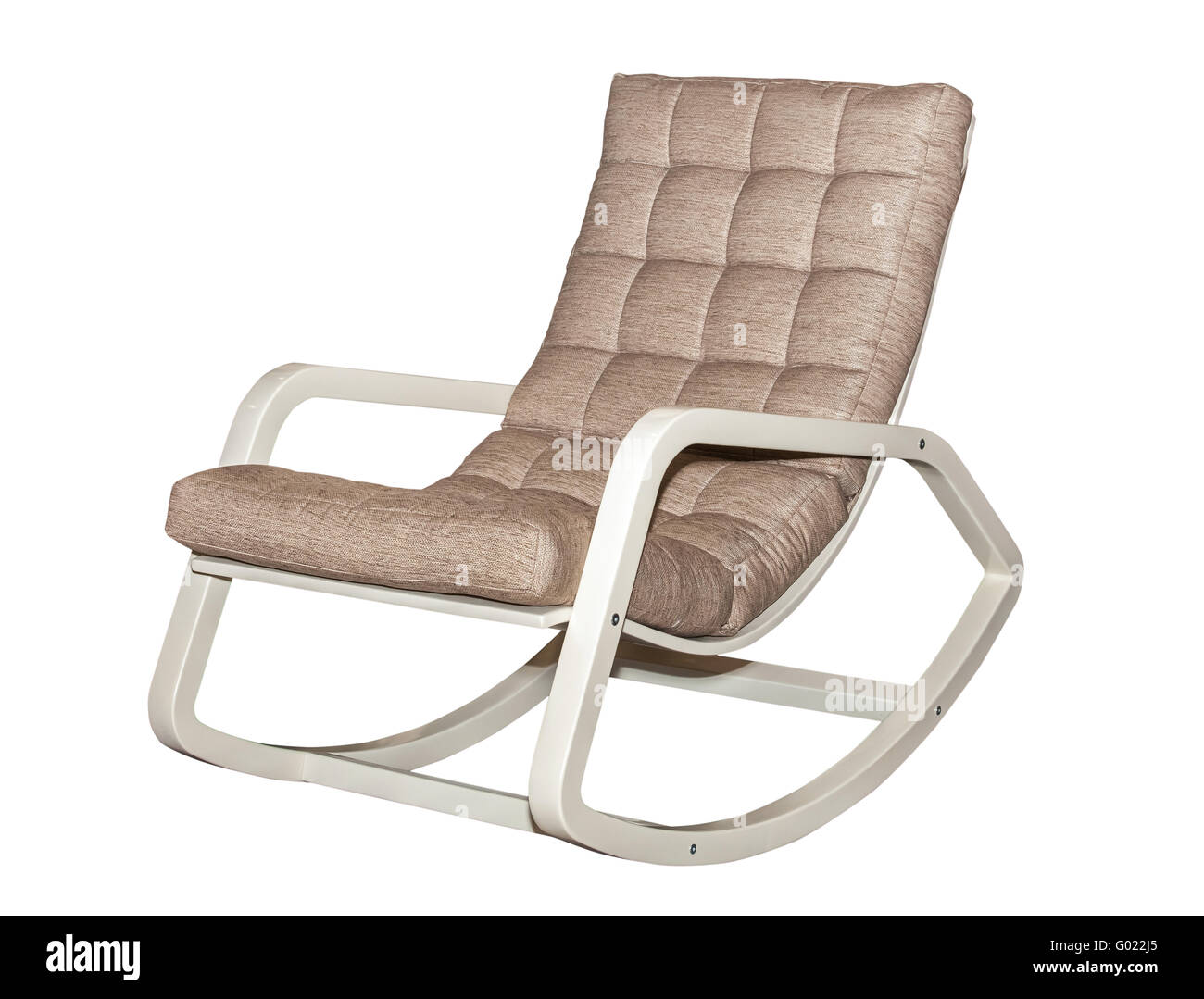 Grey textile rocking chair isolated Stock Photo