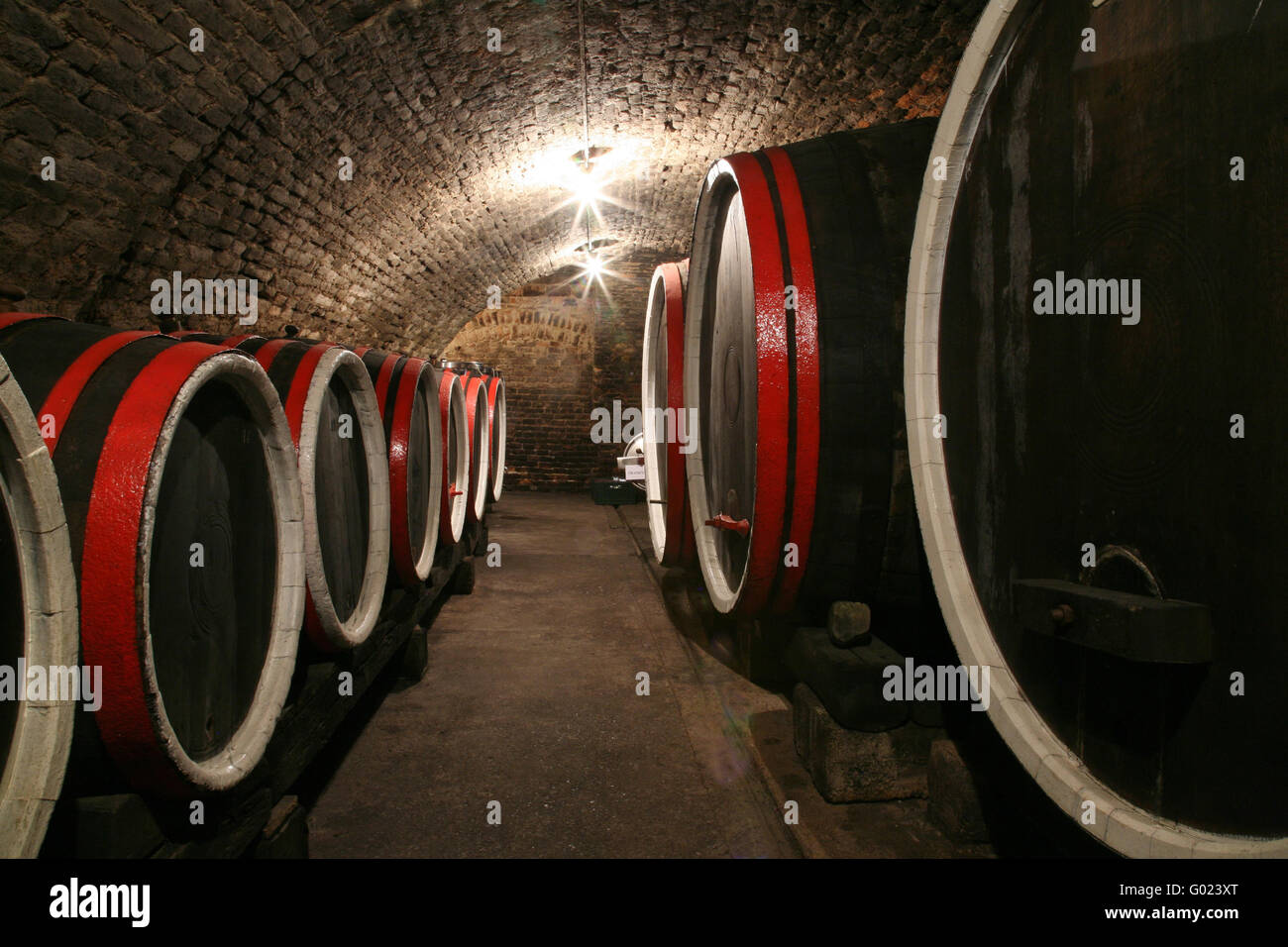 An old wine cellar with barrels Stock Photo Alamy