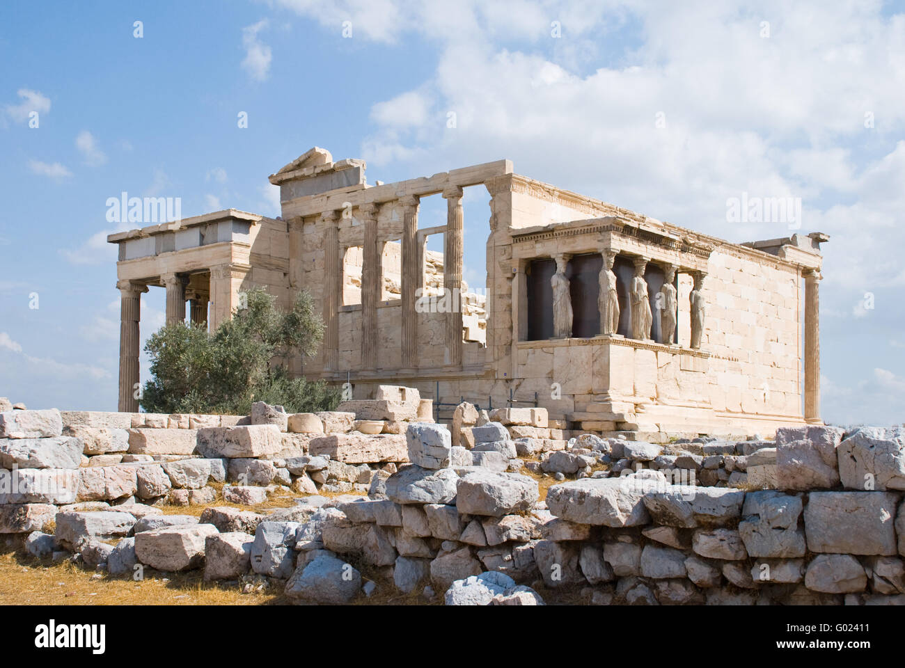Erechtheion temple on acropolis, Athens, Greece Stock Photo