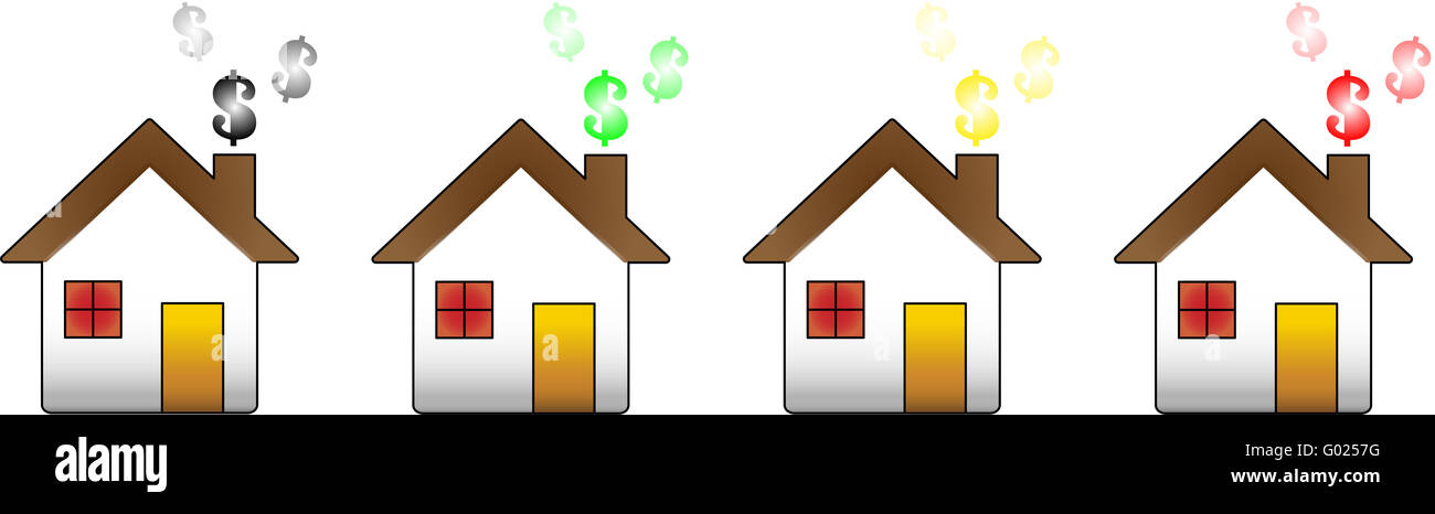 Houses showing the dollar symbol representing the financial crisis Stock Photo