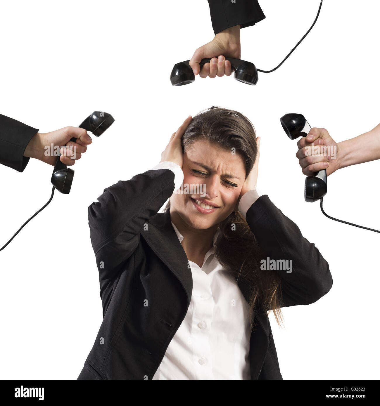 Exhausted from business calls Stock Photo Alamy