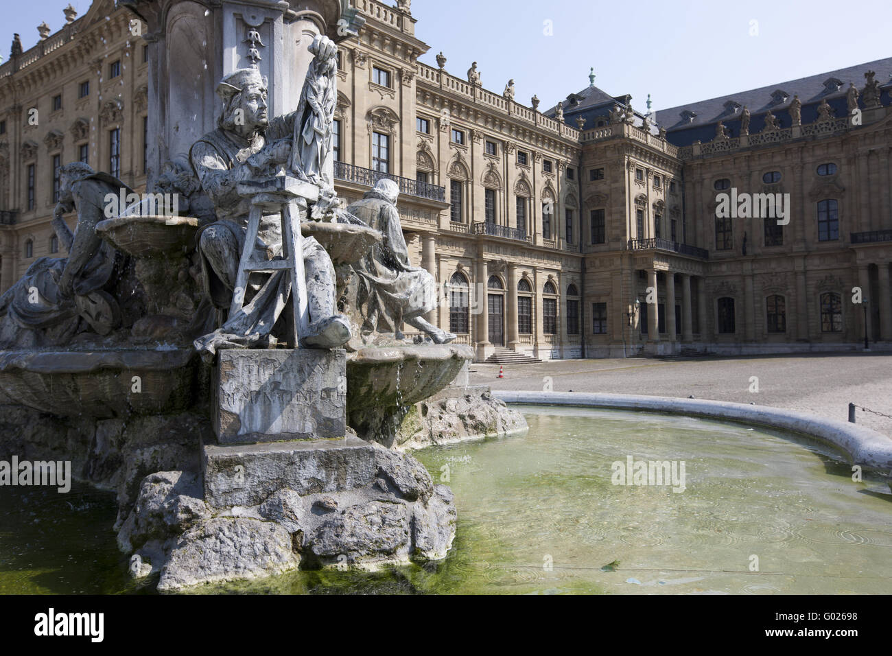 Hofgarten and Baroque Castle Würzburg Residence Stock Photo