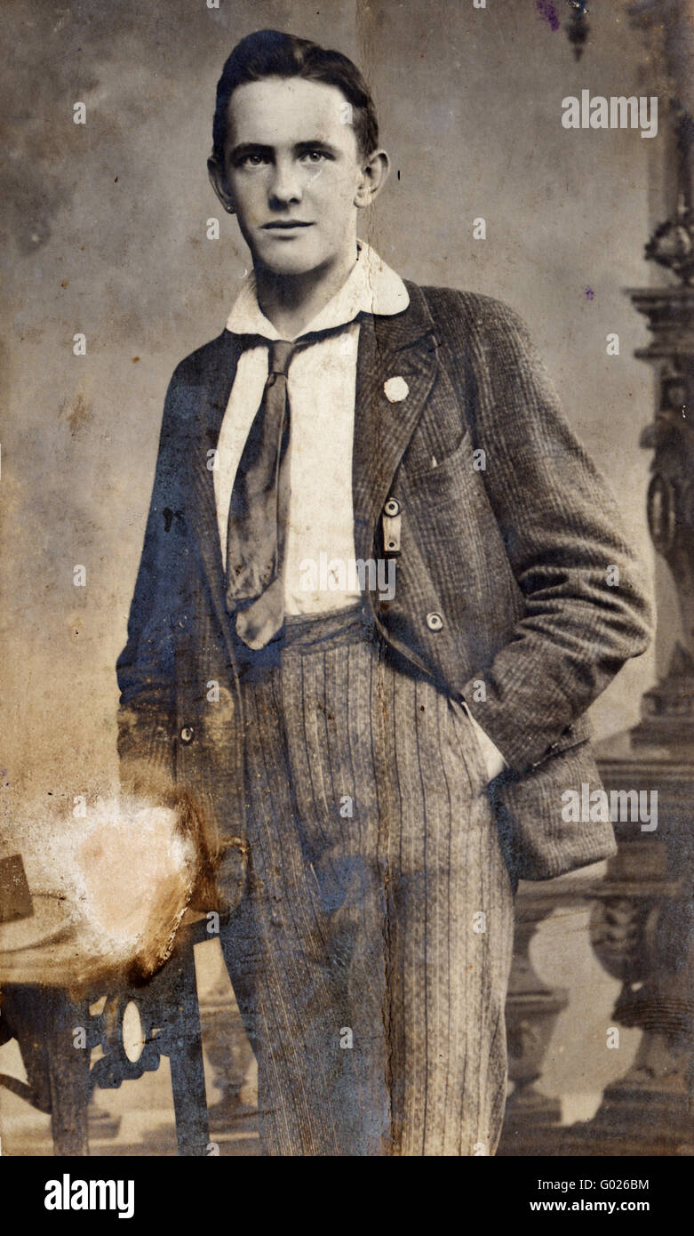 portait from a jung man, historic photograph, around 1920 Stock Photo