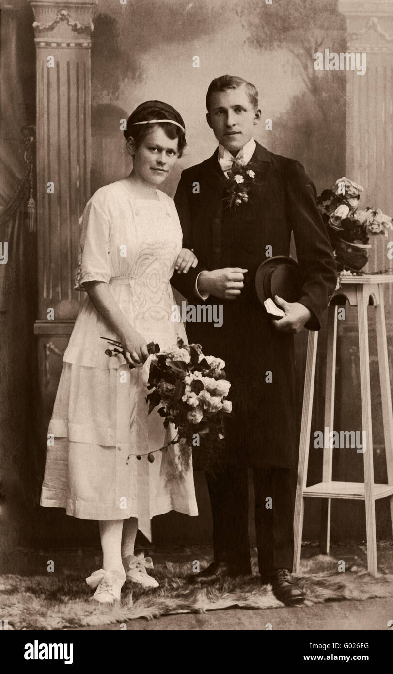 bridal couple, historic photograph, Stock Photo