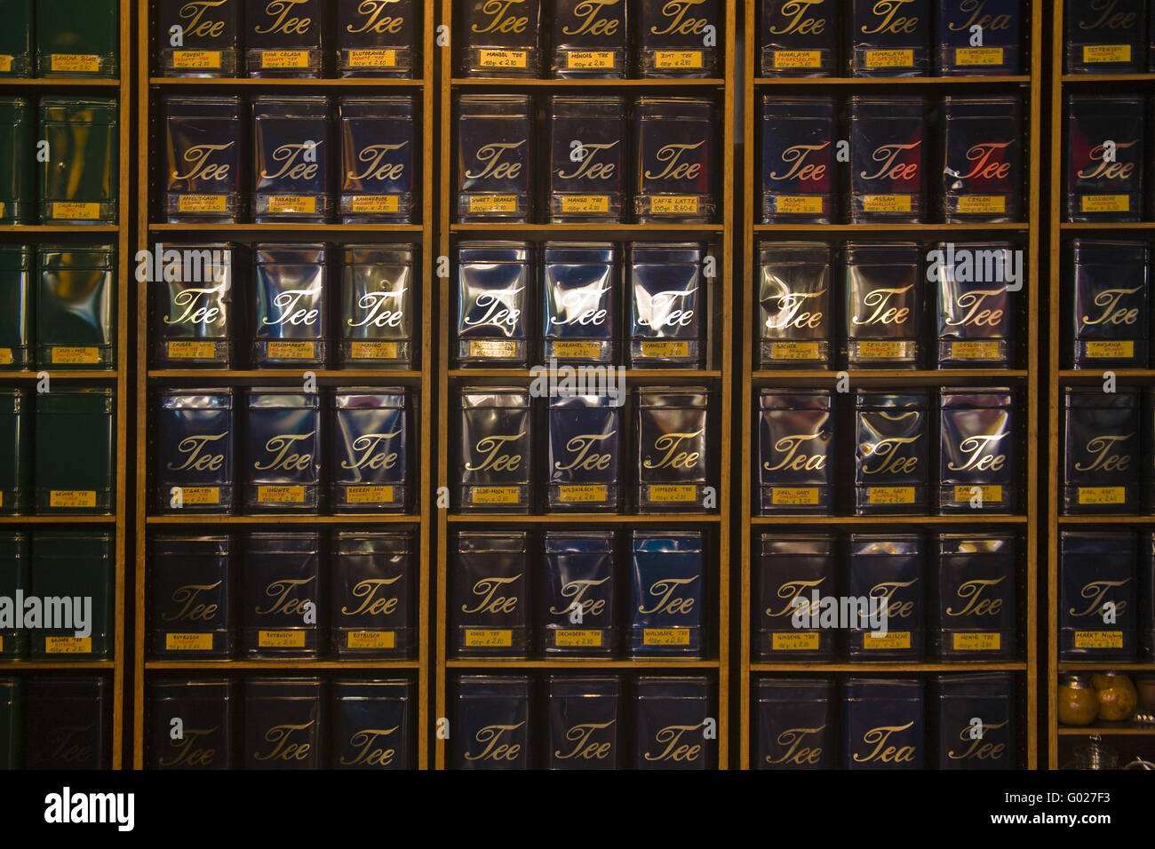 Tea caddies at Mariage Frères, Paris, France Stock Photo - Alamy