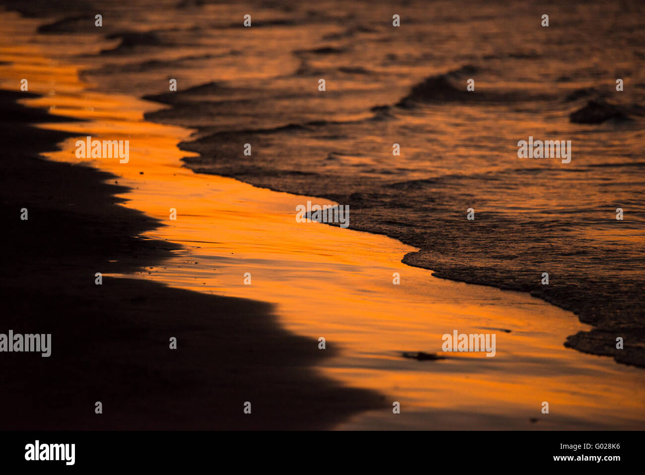 Shoreline at sunset Stock Photo