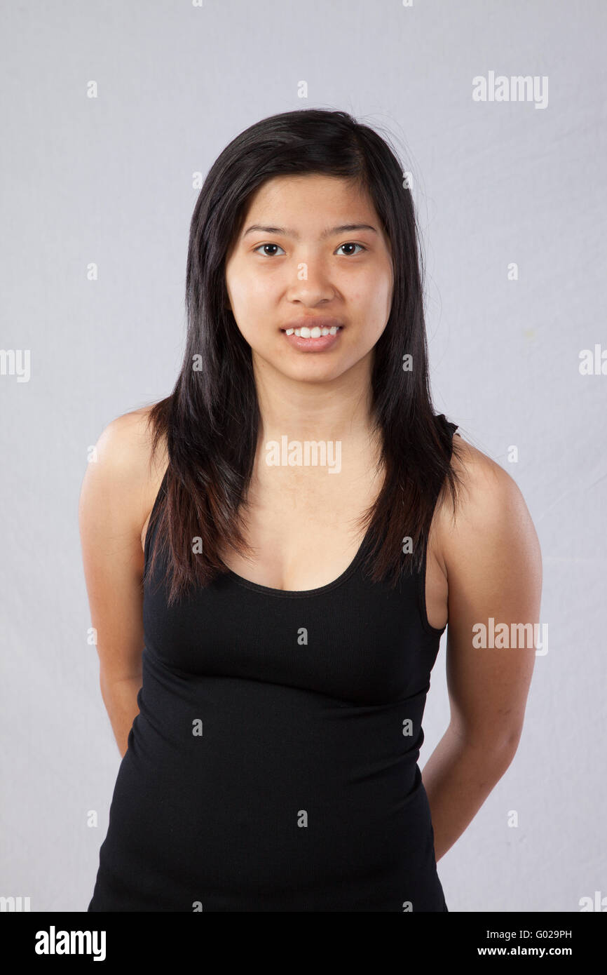 Lovely Asian woman looking at the camera with a big smile Stock Photo ...