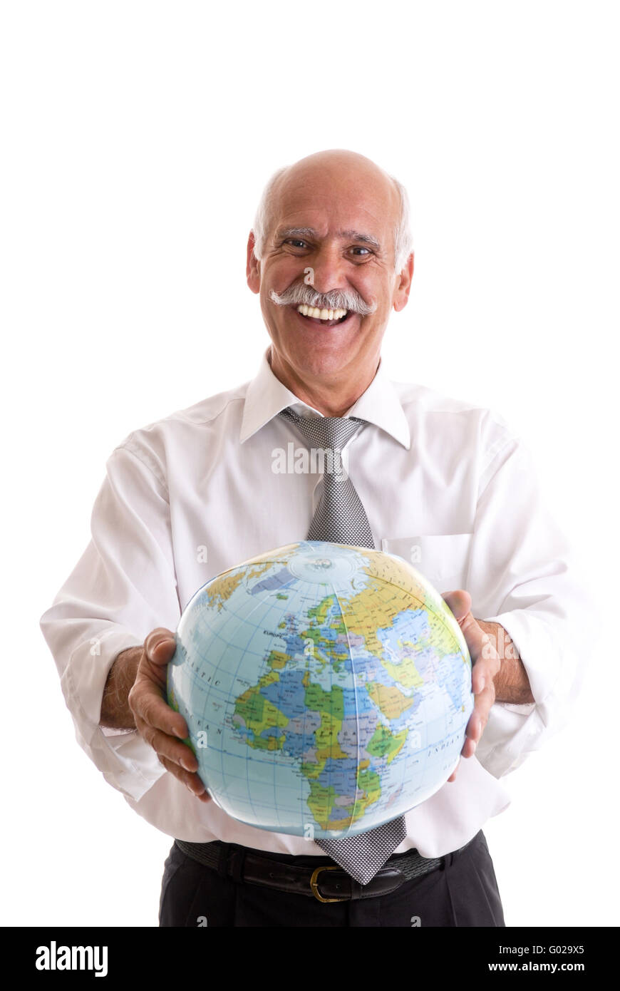 Successful Businessman is holding an Earth in his hands Stock Photo - Alamy