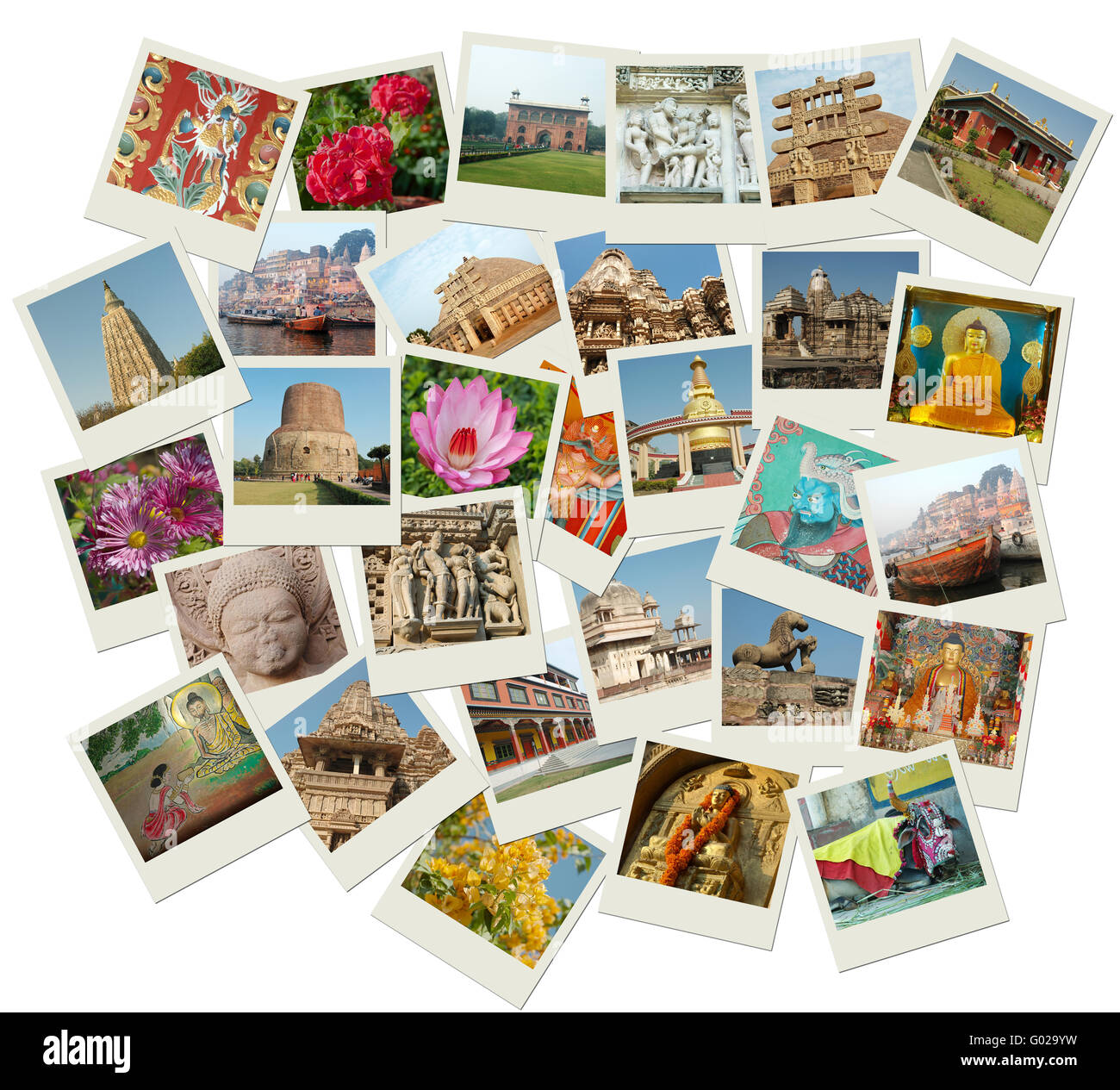 Stack of photo shots with central and nothern India landmarks Stock Photo