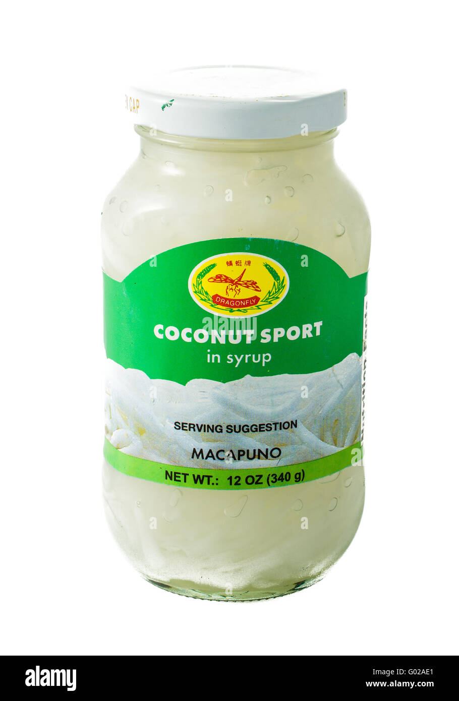 Winneconne, WI - 5 February 2015: Jar of Coconut Sport served in syrup imported by Dragonfly. Stock Photo