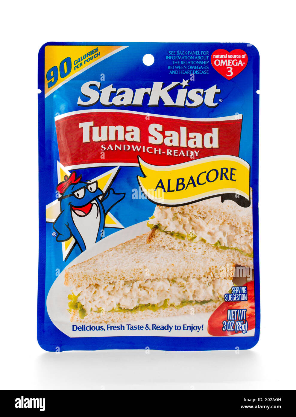 Winneconne, WI - 7 February 2015: Pouch of Albacore Tuna Salad made by Starkist. Stock Photo
