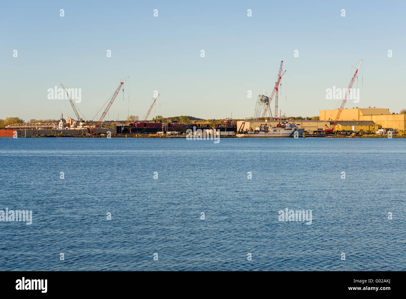 Sturgeon Bay, WI - 25 Oct 2015: Shot of Fincantieri Bay Shipbuilding that has been building vessels since 1918. Stock Photo