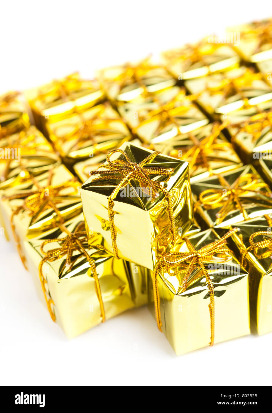 Festive gift boxes isolated on white background Stock Photo - Alamy