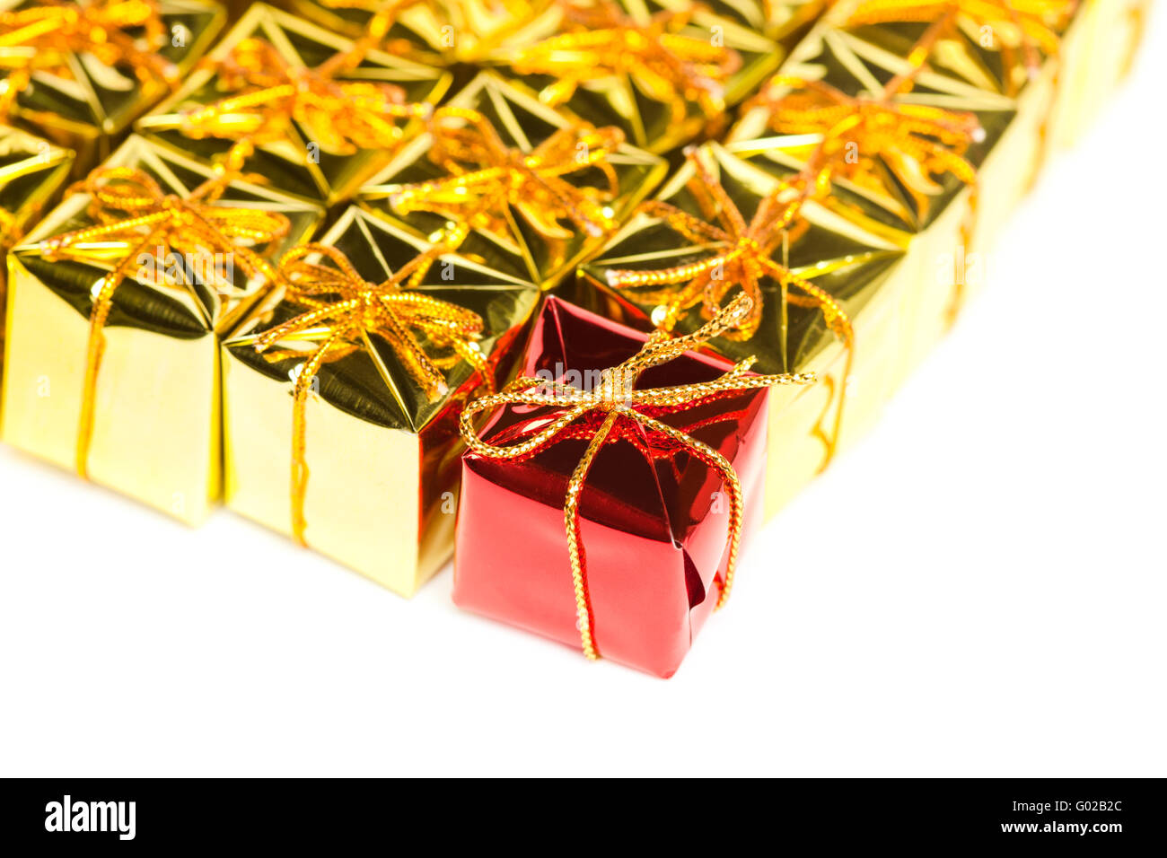 Festive gift boxes isolated on white background Stock Photo - Alamy