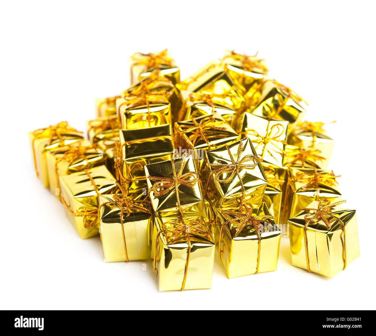 Festive gift boxes isolated on white background Stock Photo - Alamy