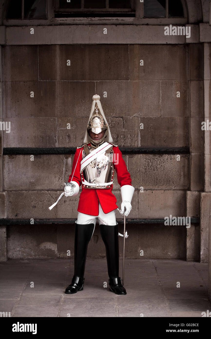 Guard at Buckingham Palace London Stock Photo