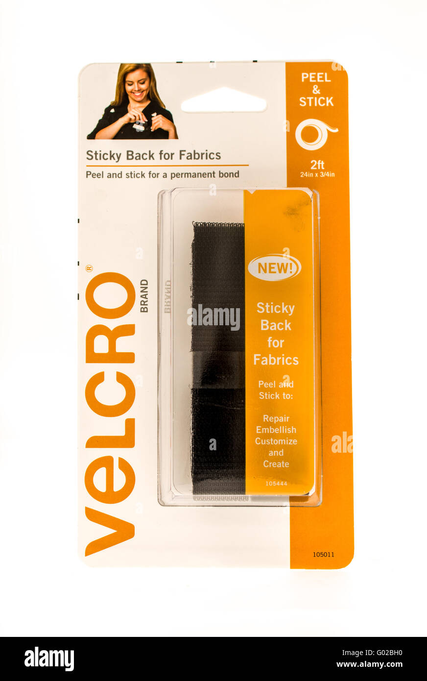 Velcro Stick On hook and loop self adhesive tape showing back with