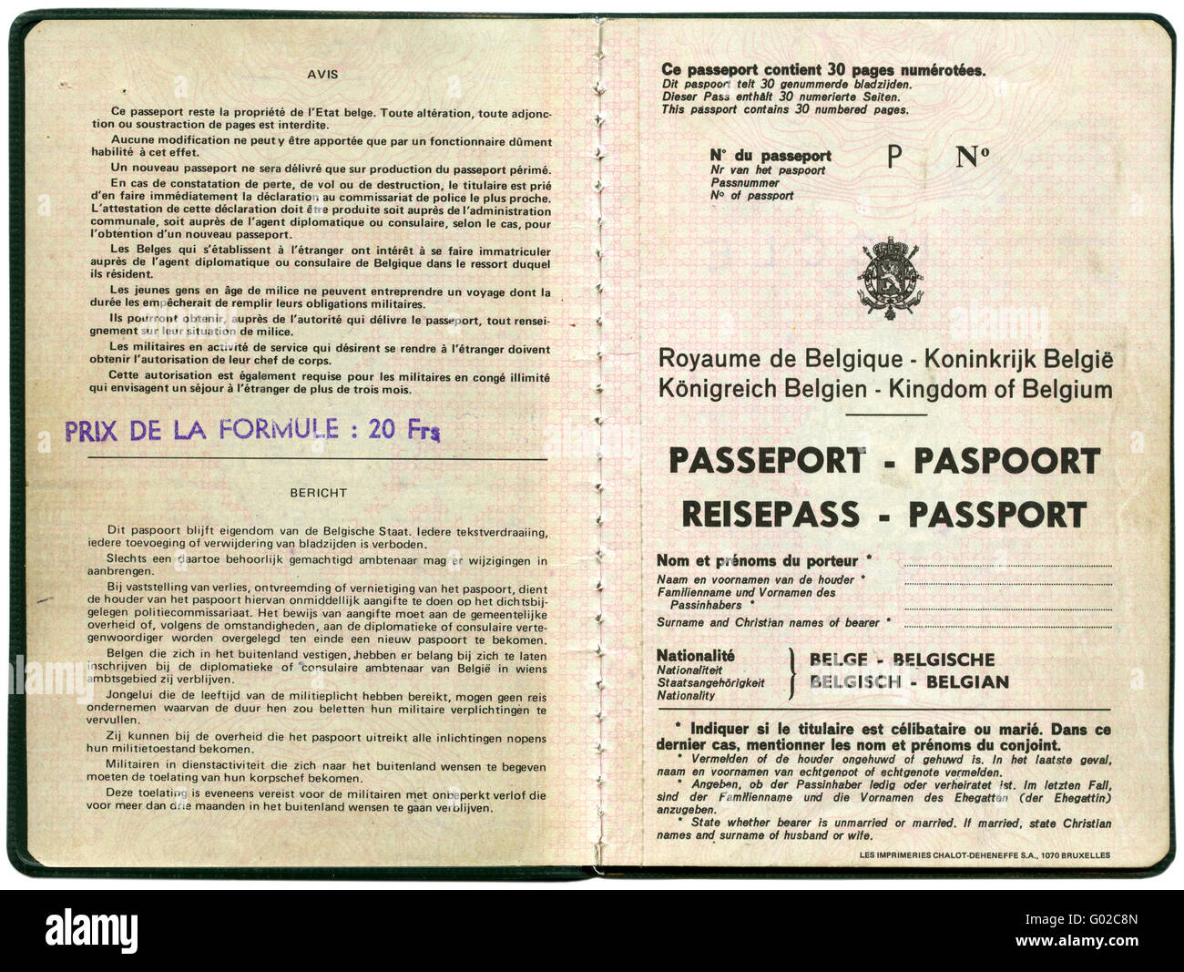 Old Belgian passport Stock Photo Alamy