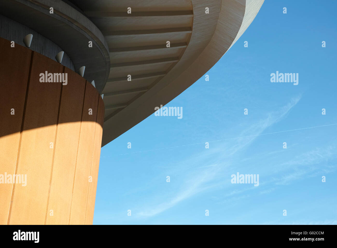 The Haus der Kulturen der Welt (House of World Cultures) in Berlin, roof and facade details. Stock Photo