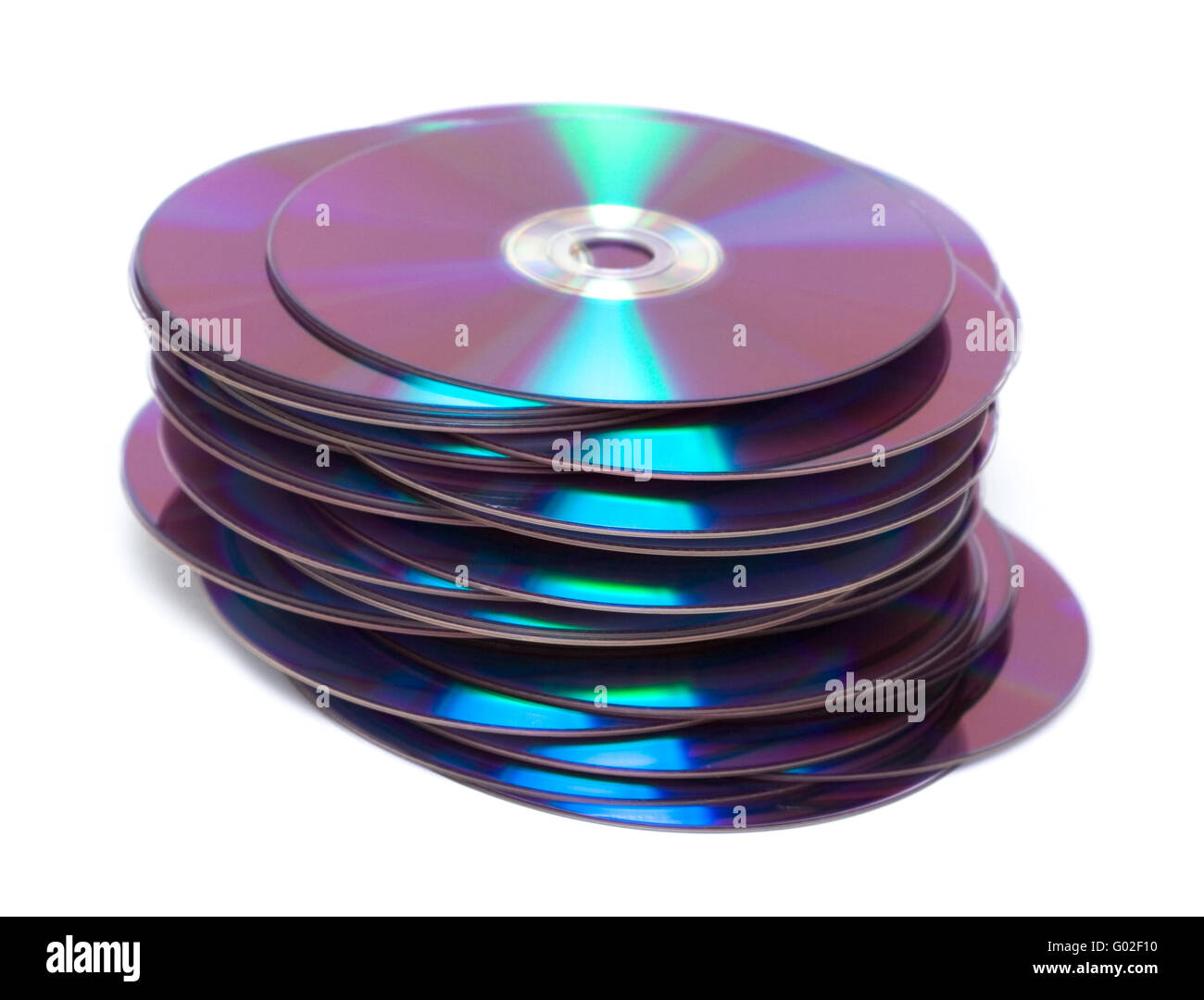 stack of Cd or DVD roms isolated on white background Stock Photo