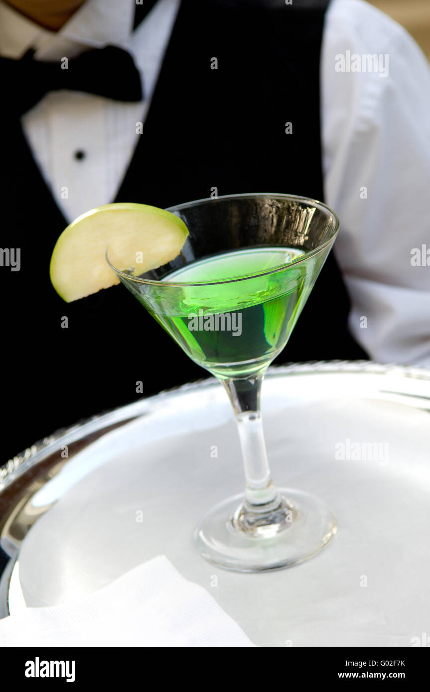 Bright green apple martini Stock Photo