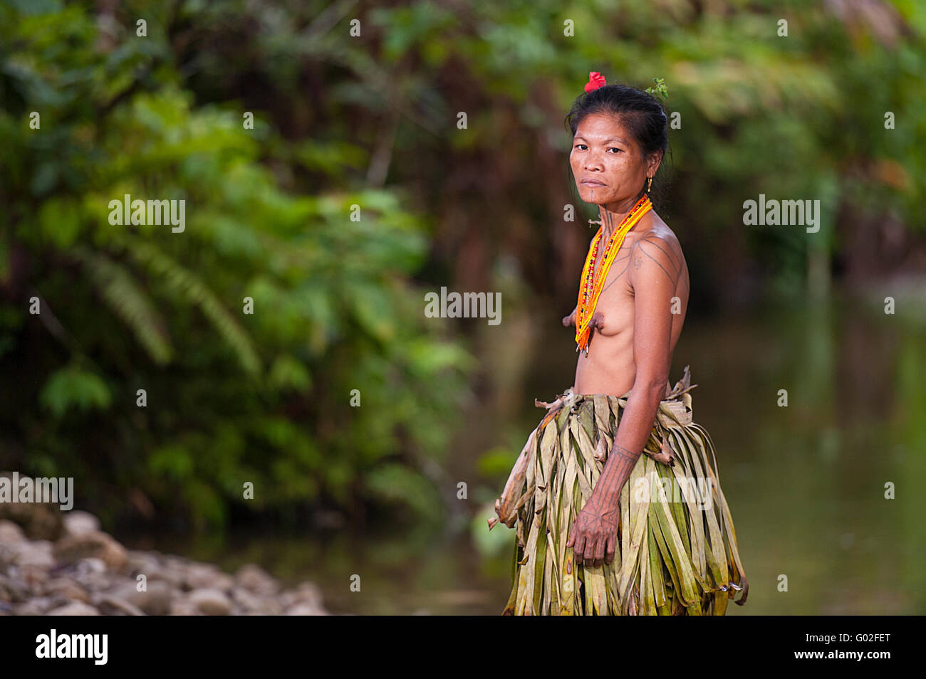 Mentawai women pose for camera. Stock Photo