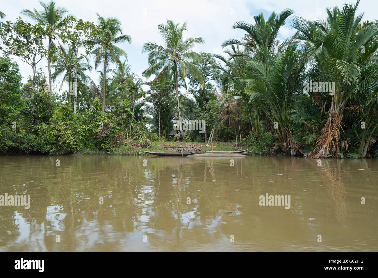 The village and the house of Mentawai tribe. Stock Photo