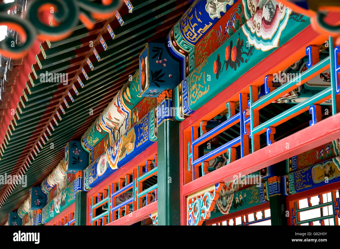The details of (Chinese) corridor architecture with colorful painting Stock Photo