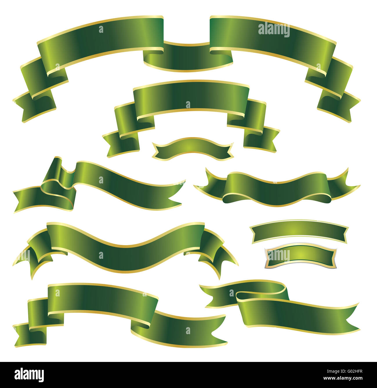 Set of green ribbons Stock Photo Alamy