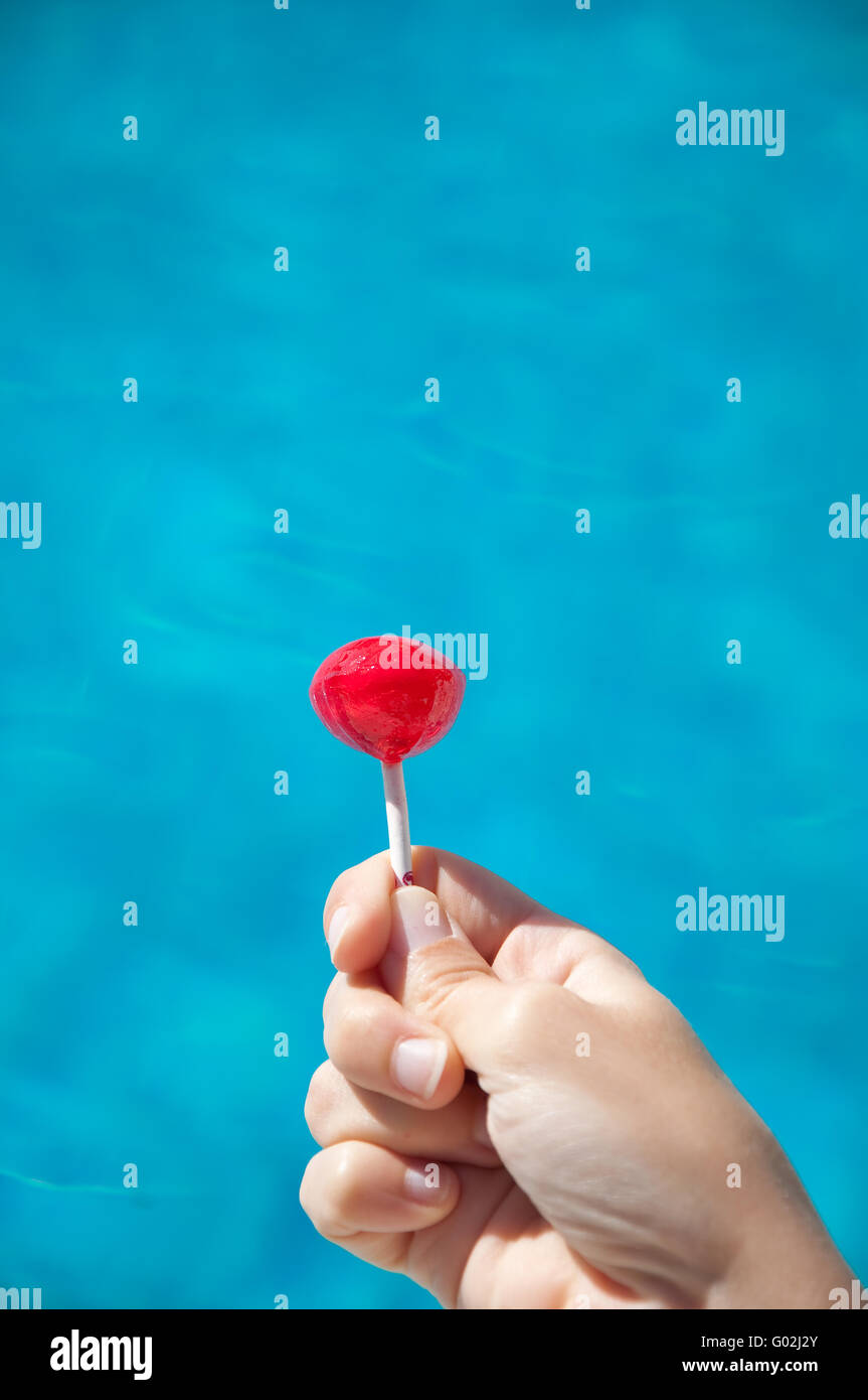 lollipops water background Stock Photo