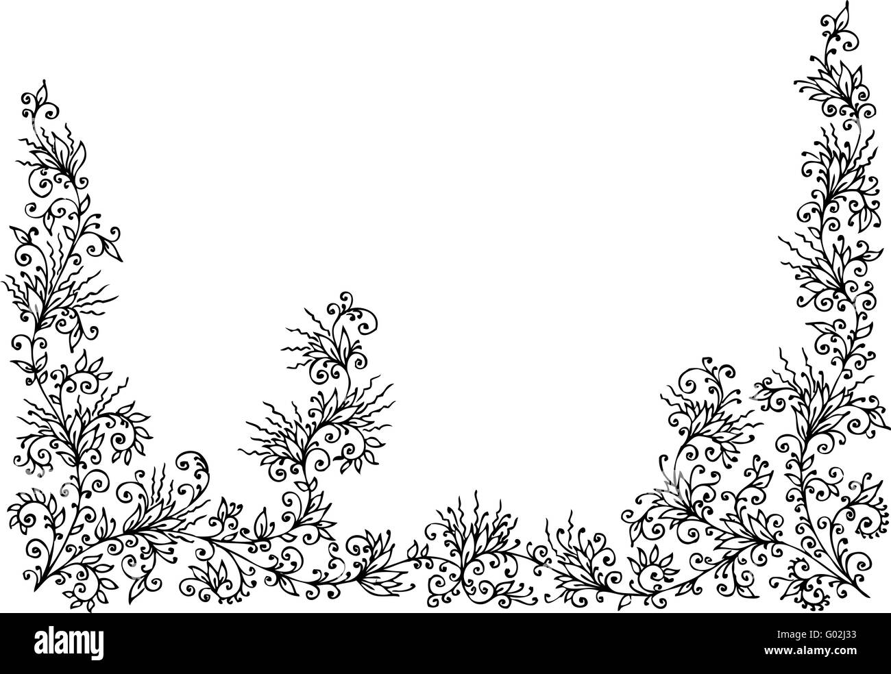 Floral Border Black and White Stock Photos & Images - Alamy