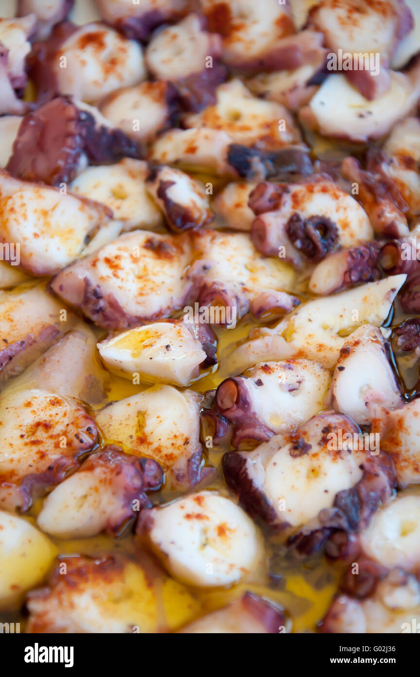 Dish of Galician octopus Stock Photo