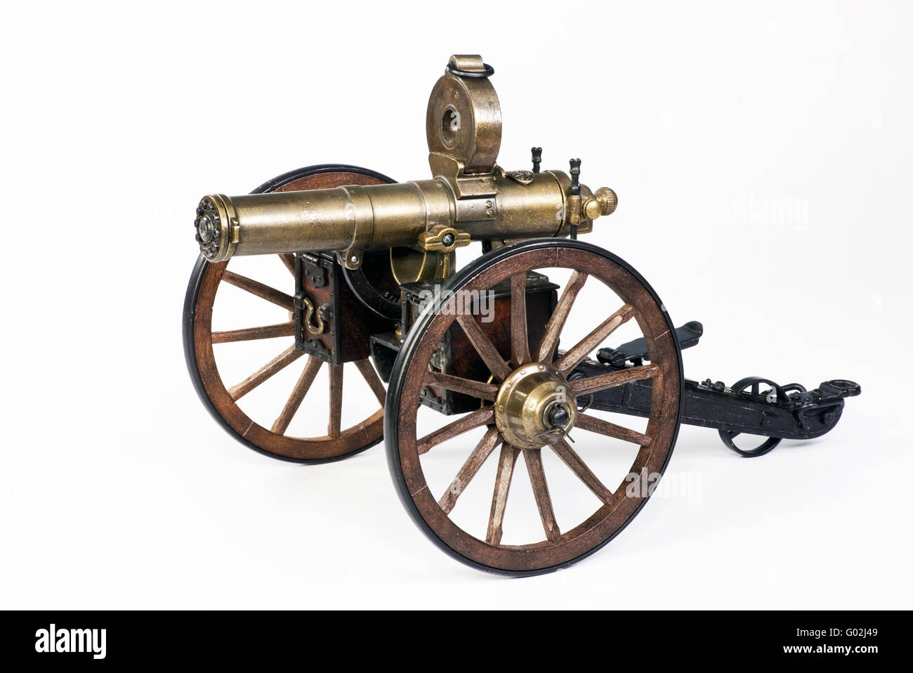 Model of a 1883 Hartford Gatling gun. Stock Photo