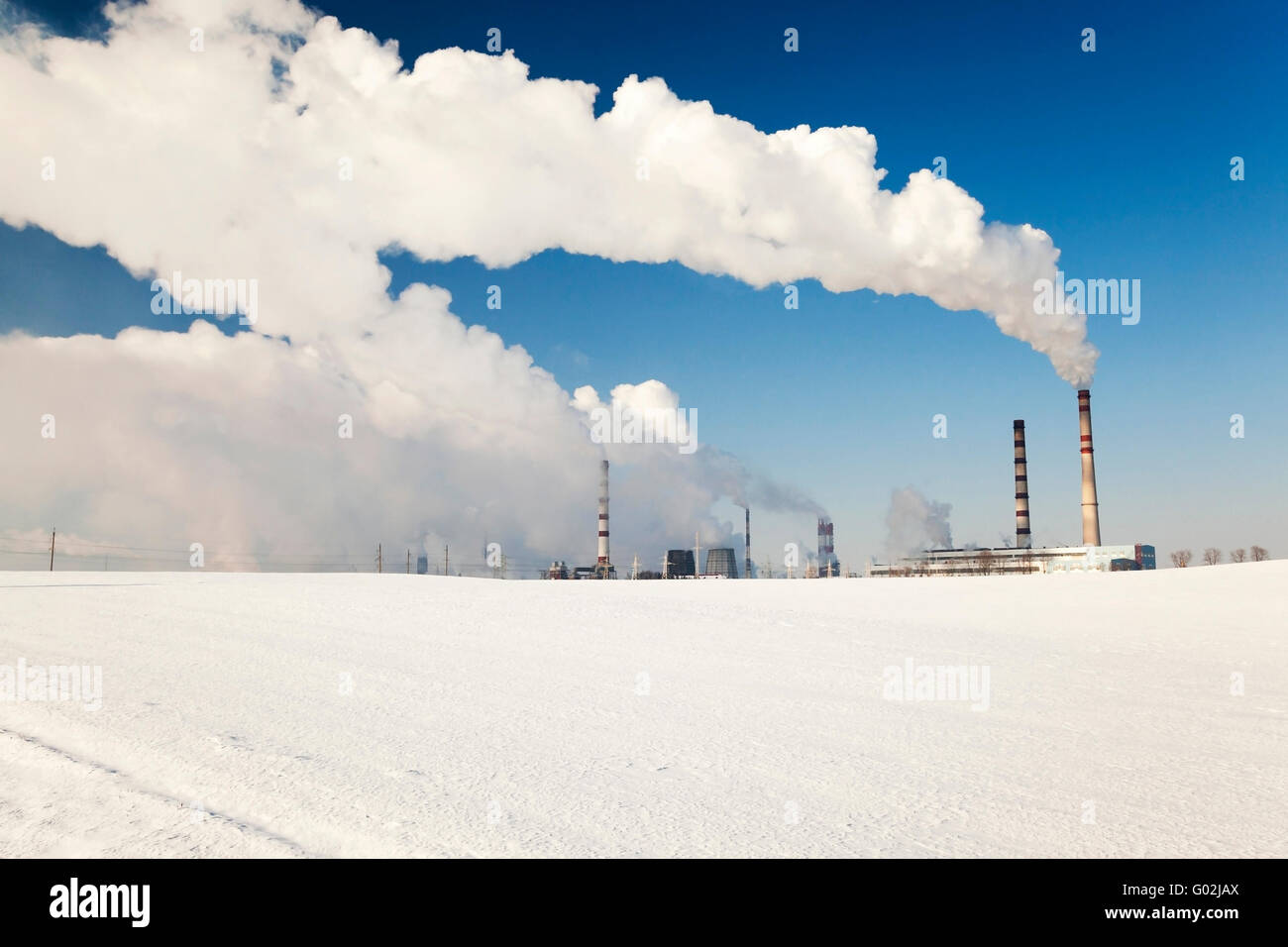 Chemical plant, winter season Stock Photo Alamy