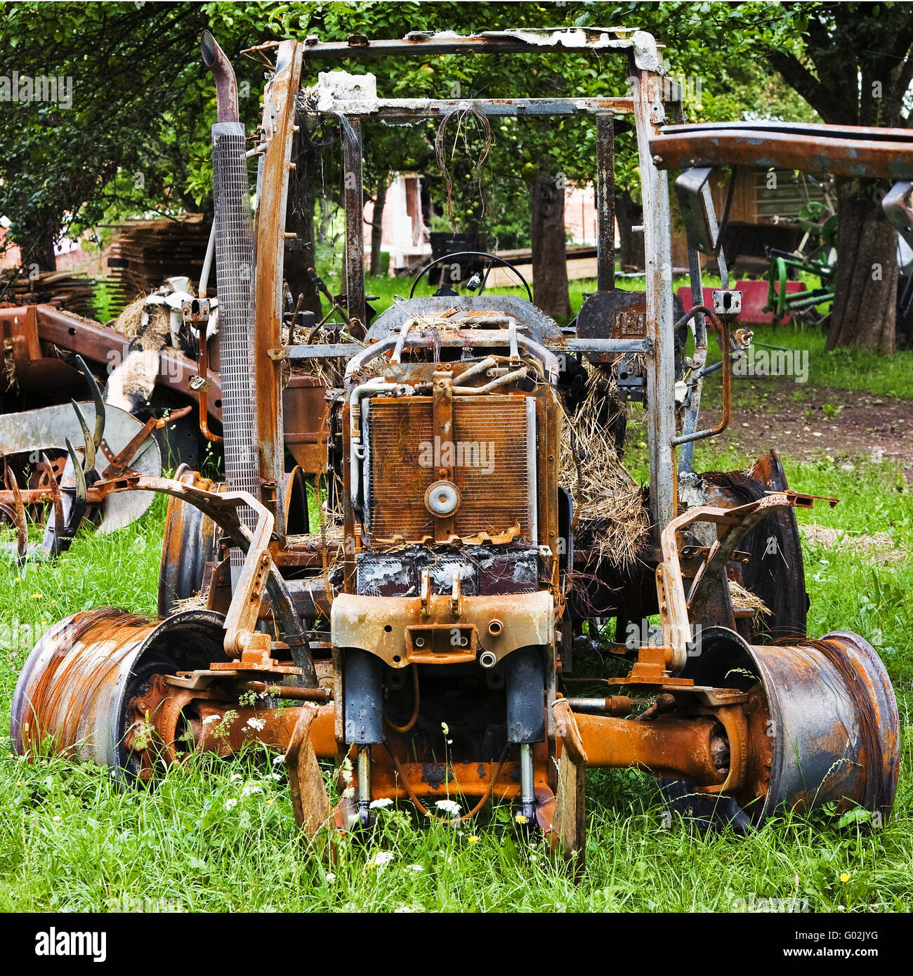 spent tractor Stock Photo