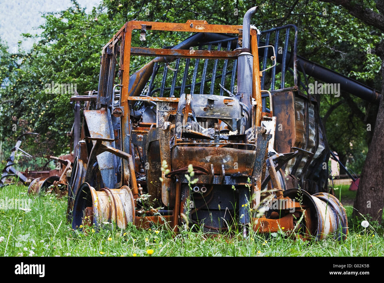 spent tractor Stock Photo