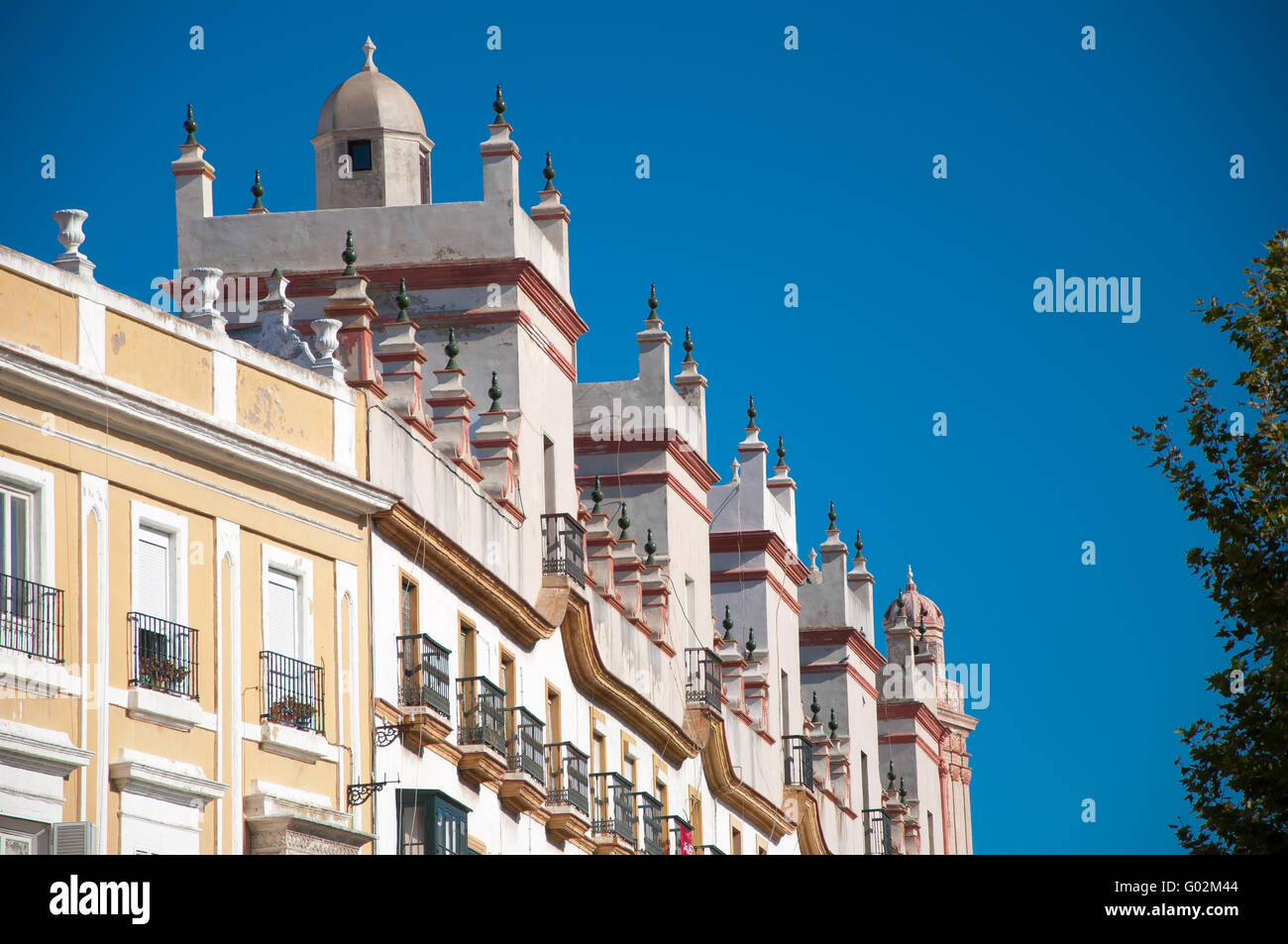 home of the five towers, Spain square, Cadiz Stock Photo