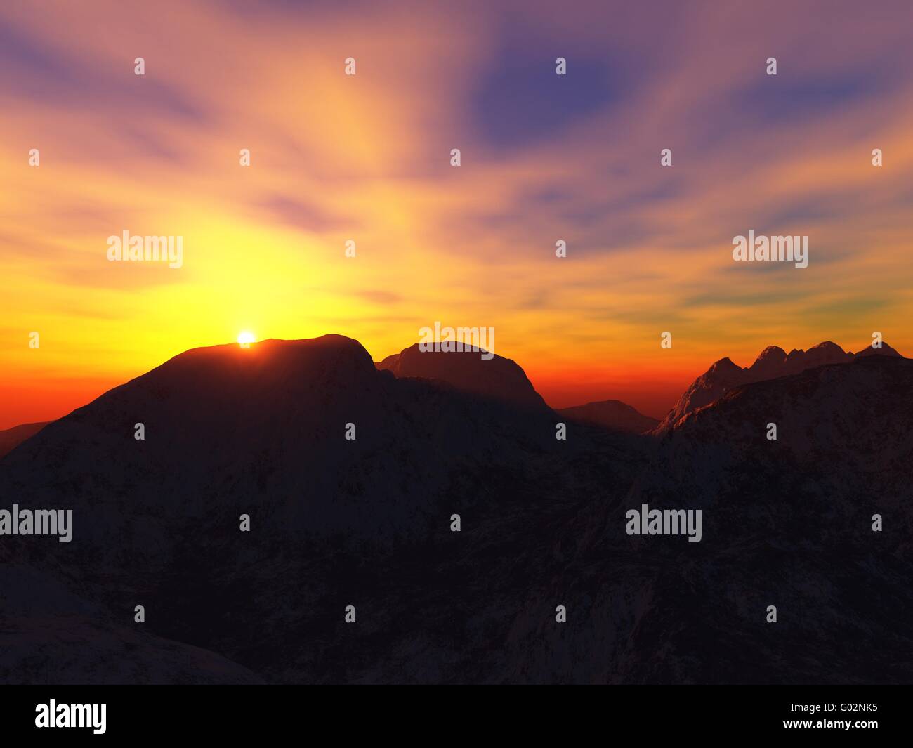 Sunset in the Mountains Stock Photo - Alamy