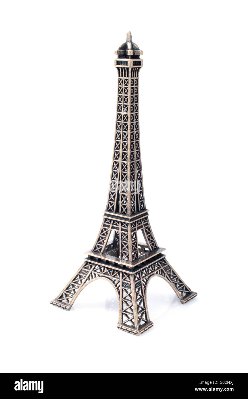 Small copy of Eiffel tower figurine isolated on white background Stock ...