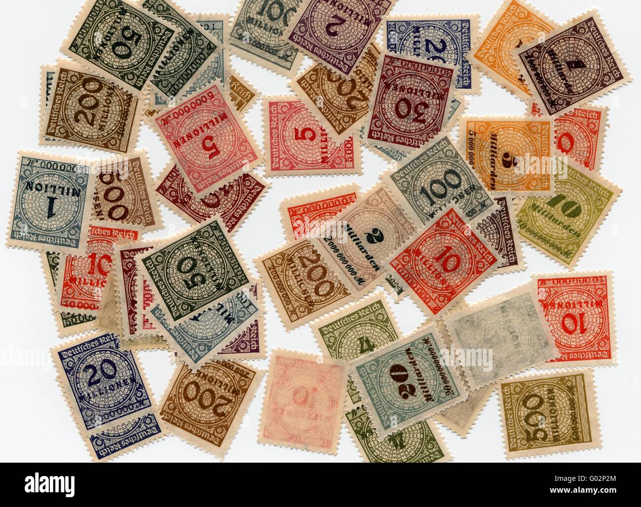 German Stamps Inflation 1923 Stock Photo