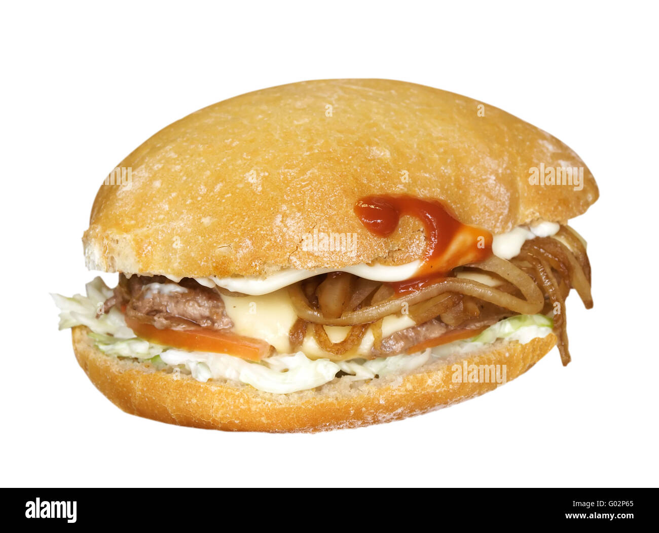 isolated Homemade Hamburger made with normal bread Stock Photo Alamy