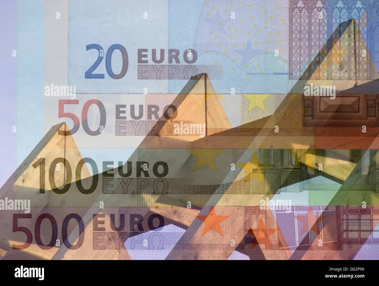 Euro banknotes with a finished loft Stock Photo