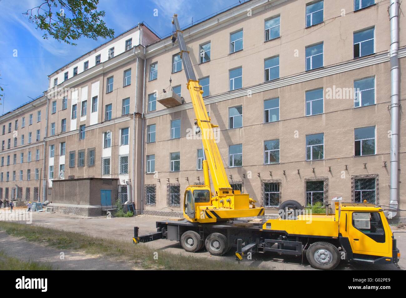 Heavy mobile crane truck Stock Photo