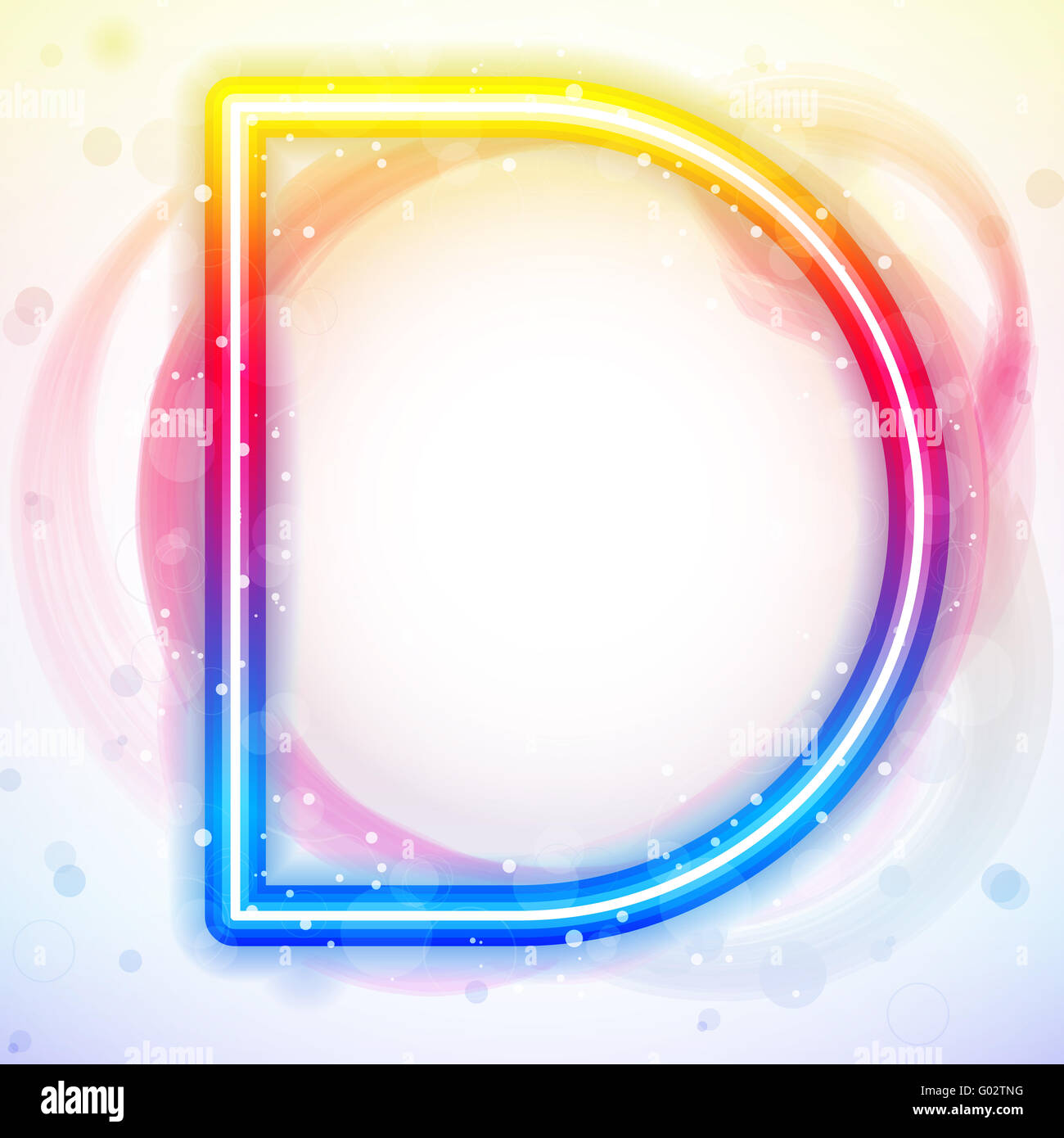 Alphabet Rainbow Lights in Circle White Background Stock Photo
