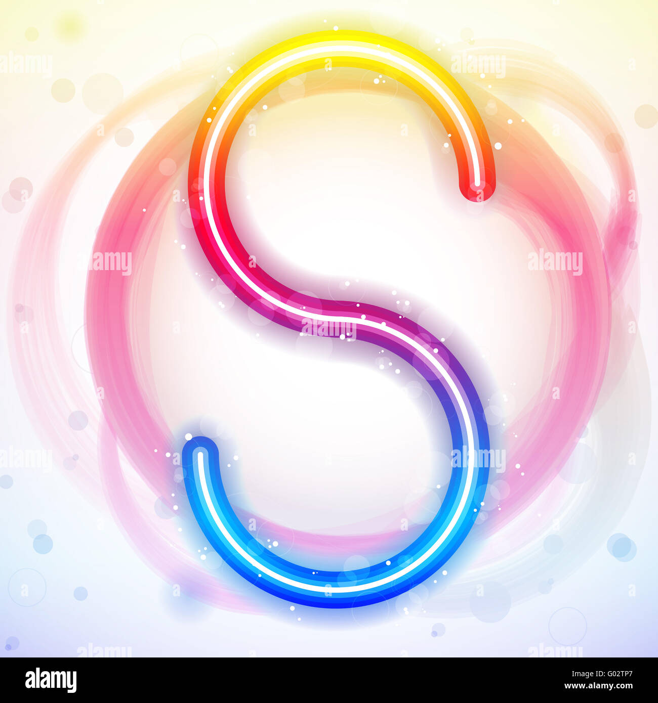 Alphabet Rainbow Lights in Circle White Background Stock Photo