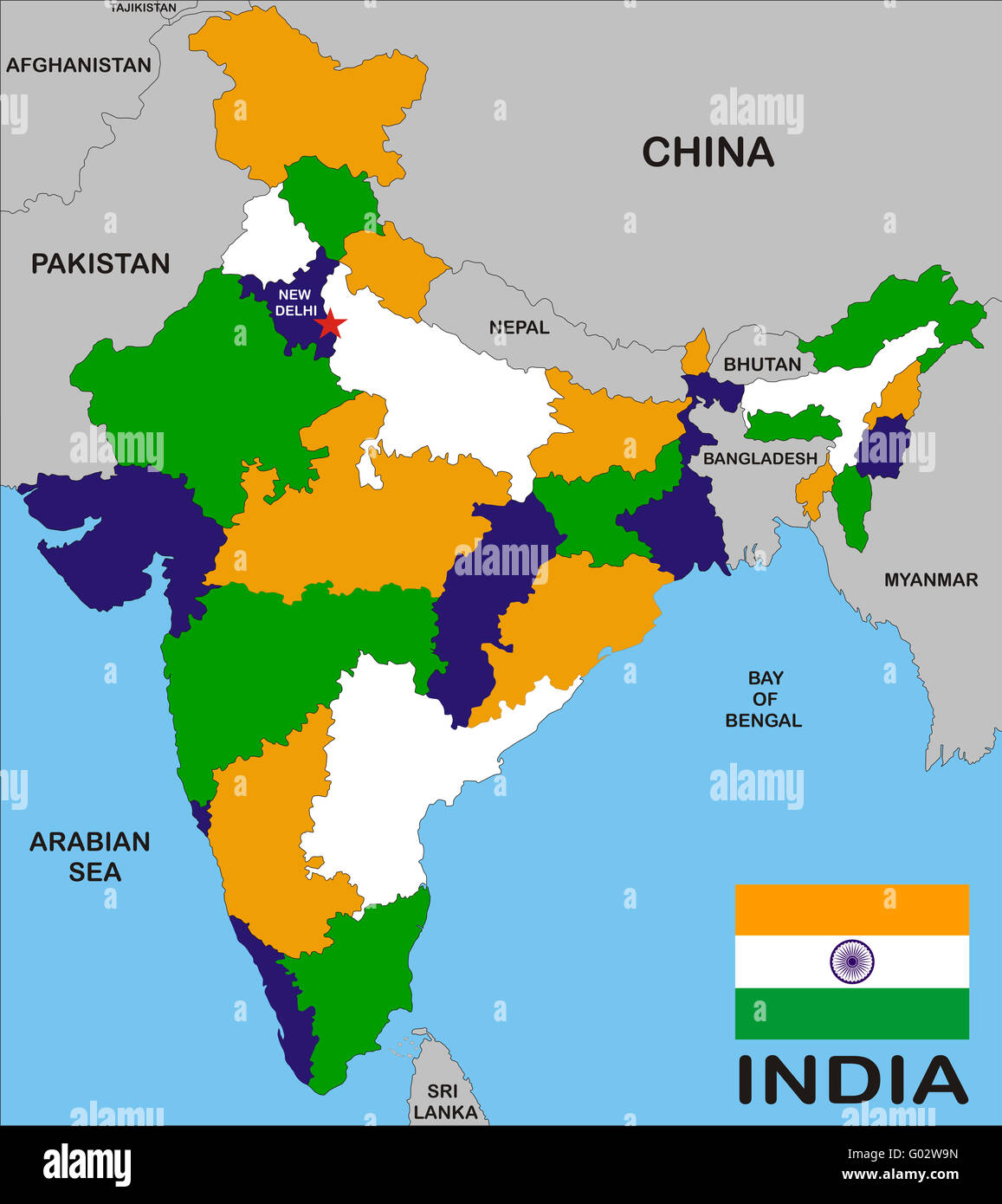 india physical map hd