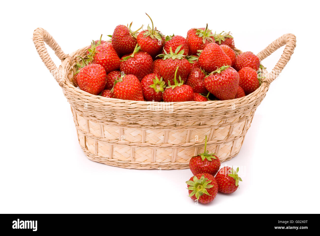 Strawberries In Wooden Basket Isolated On White Stock Photo - Alamy