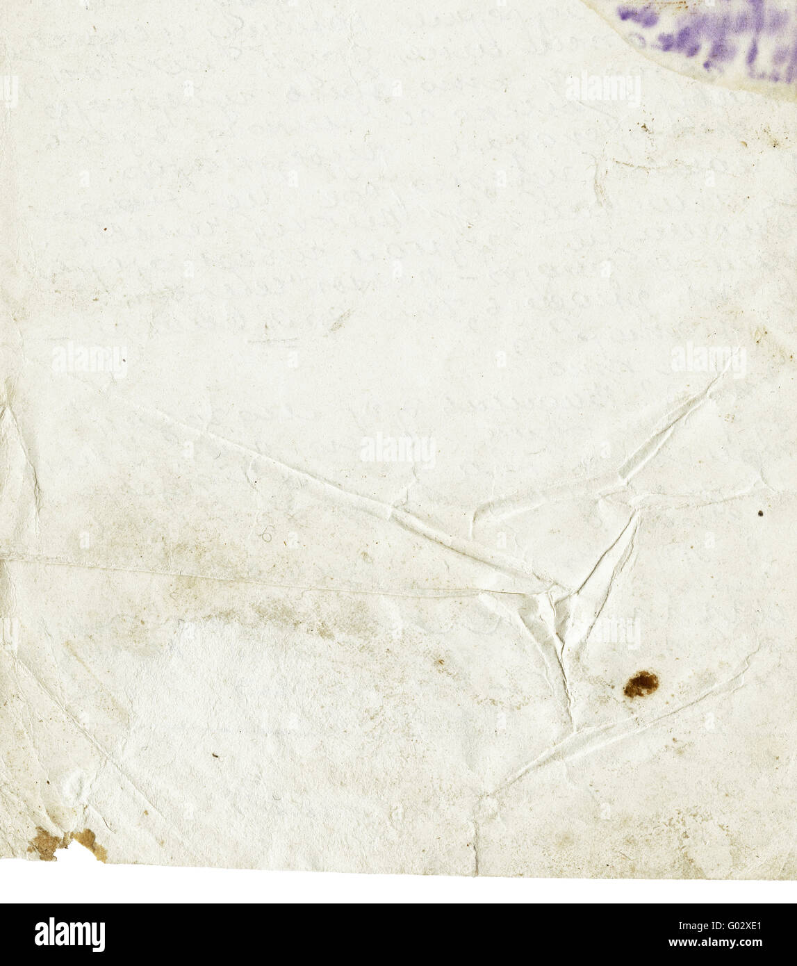 Crumpled sheet from an old letter. Vintage background with isolated ...
